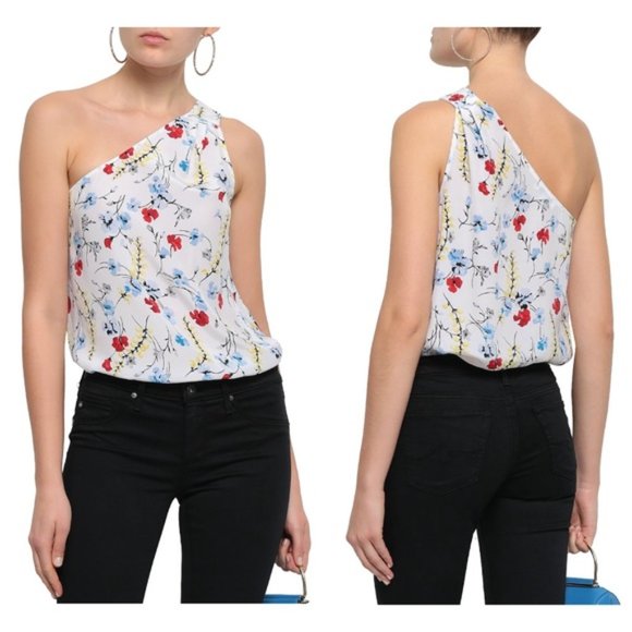 Equipment Tops - Equipment Lucina Floral Silk One Shoulder